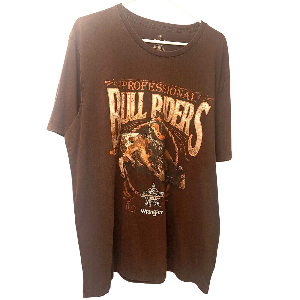 Wrangler Men's XL Brown NWT Graphic T-Shirt Bull Riding Rodeo Genuine Original